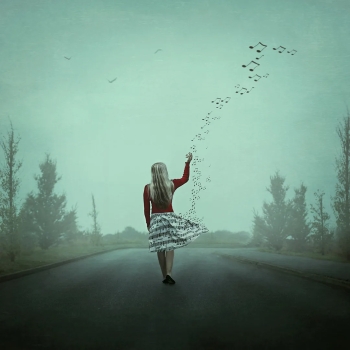 in step to her own soundtrack